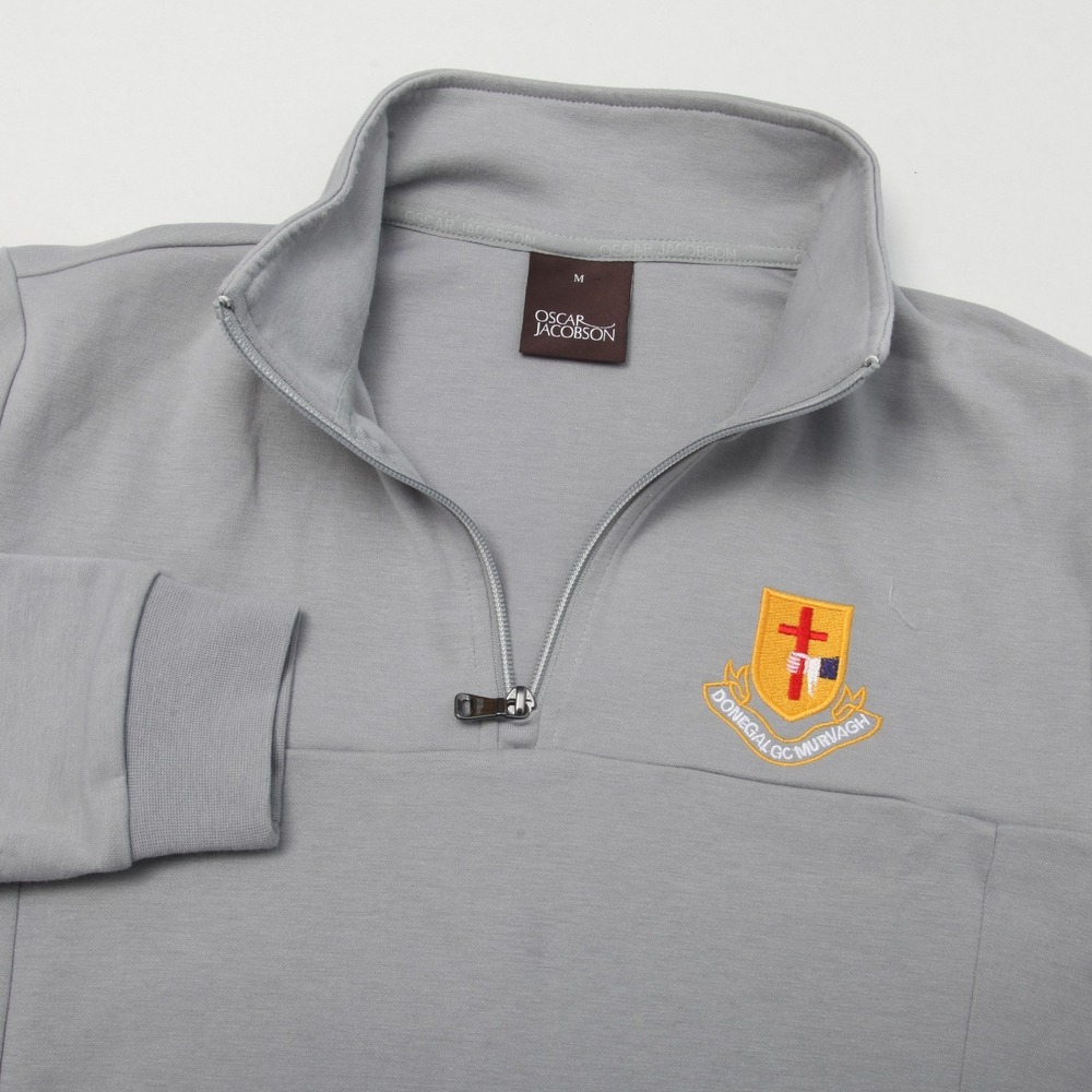 Oscar Jacobson Men's Gray Donegal GC Murnagh 1/4 Zip Activewear Top Size M